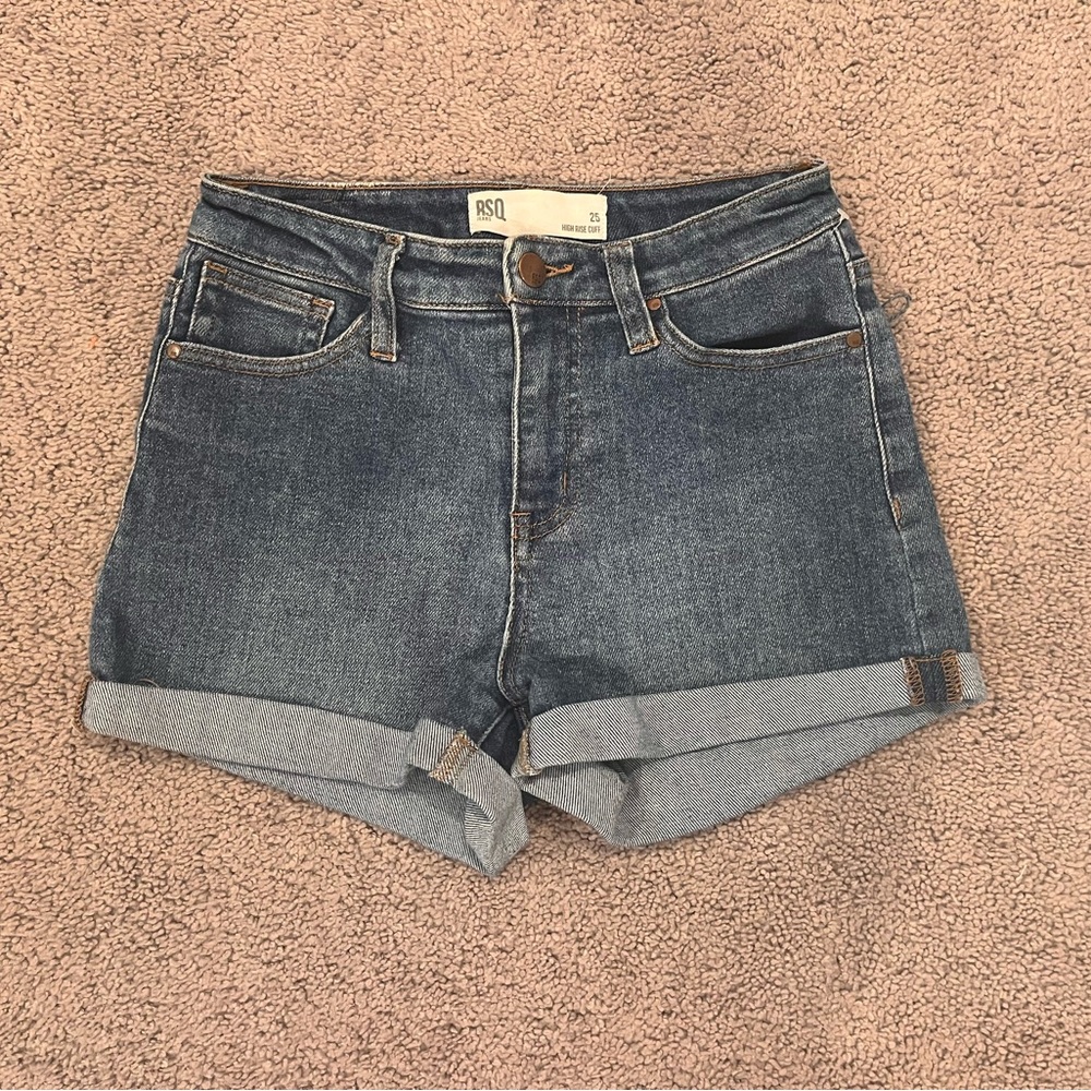 RSQ High rise cuff shorts, with no rips.